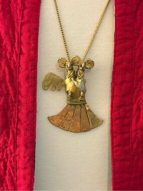 Gold Pre-Columbian Double-Headed Eagle Brooch - museum repro